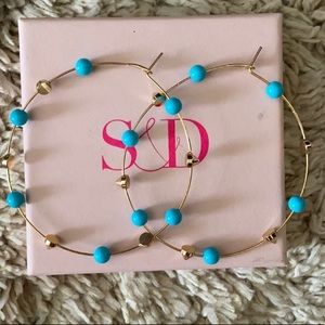:: Stella & Dot | Retired Madison Hoops Gold+Turquoise Statement Earrings